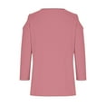 thumbnail image 5 of qucoqpe Women's 3/4 Sleeve Tops Solid Color Fashion Cold Shoulder Comfy V-Neck Shirts Casual Loose Tunics Blouse, 5 of 5