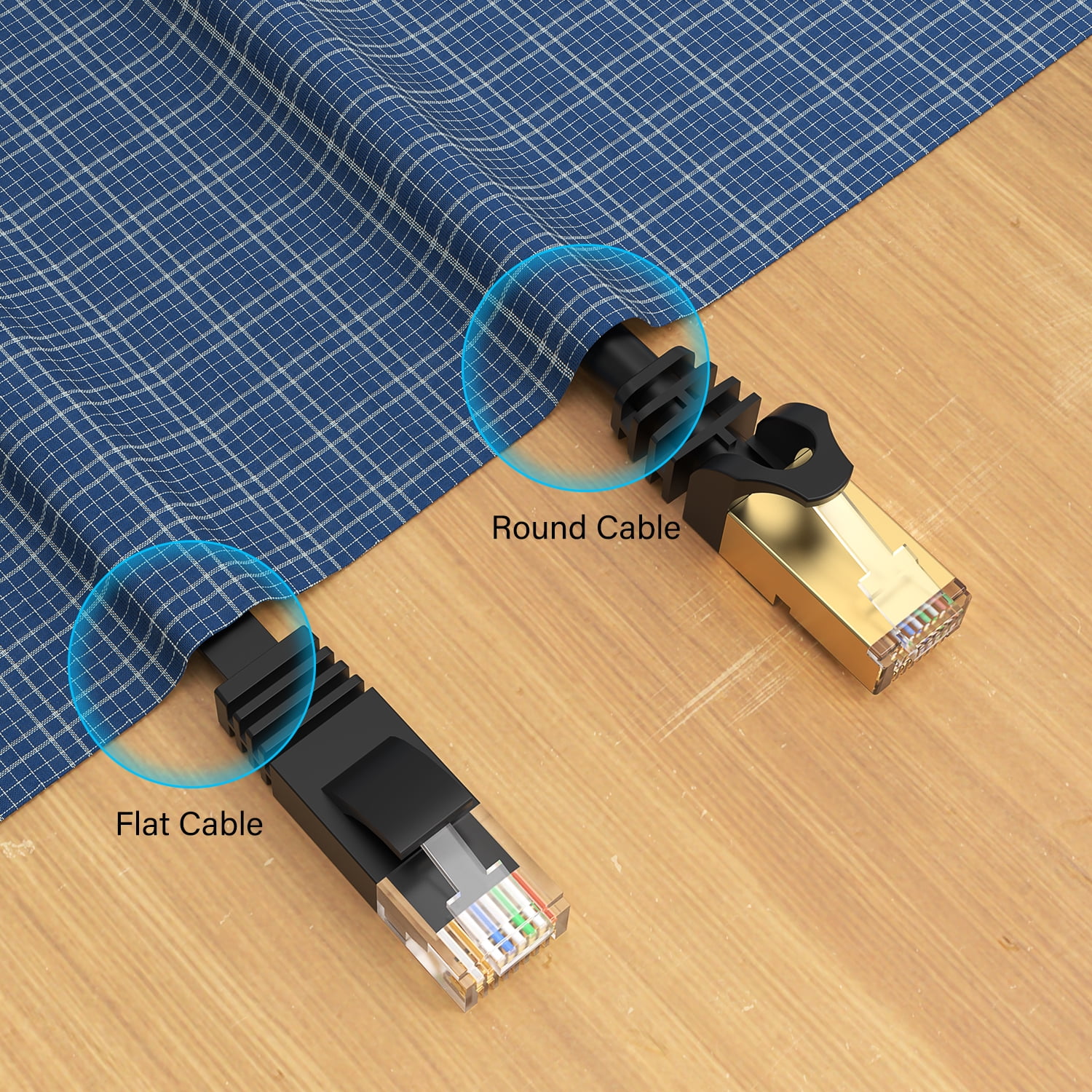 J&D 100 ft Cat6 Ethernet Cable 250MHz High-Speed Flat Network Cable Black