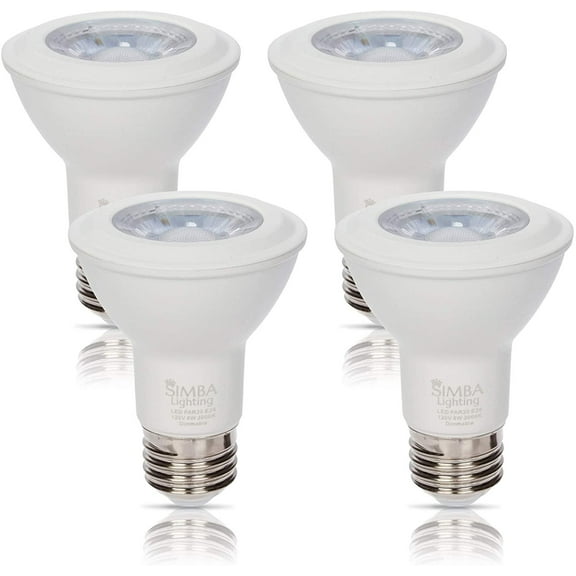 Simba Lighting LED PAR20 6W 40W 50W Replacement Bulbs 120V Dimmable E26 3000K Soft White 4-Pack