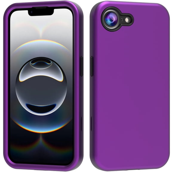 Kryonix for iPhone 17 E 6.1” Case,3 Layers Protection PU Leather & Hard PC Hybird Case Heavy Duty Military-Grade Drop Bumper Silicone Back Shockproof Anti-Scratch Shell,Deep purple