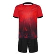 thumbnail image 3 of YIZYIF Kids Boys Sports Clothing Set Sports Shirt with Shorts Loose Fit Sports Suit Fitness Sportswear Red 9-10, 3 of 5