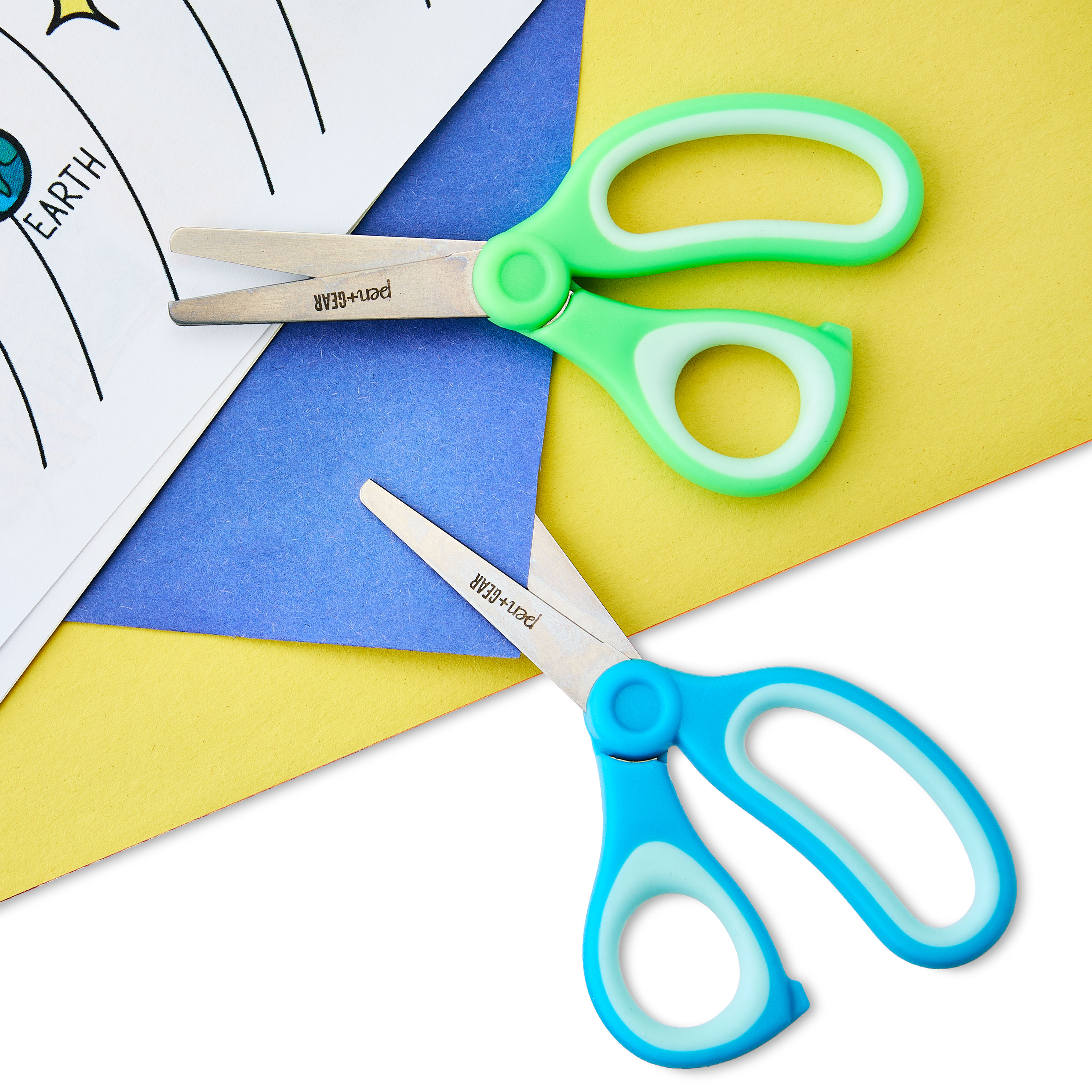 (paquete de 6) Tijeras para niños Pen+Gear de 5 pulgadas con punta roma, paquete de 2, azul y verde, de 4 años en adelante 2