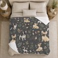 thumbnail image 5 of French Bulldogs with Leaves Hearts and Paw Prints, Playful Graphic Style for Frenchie Lovers, Cute Dog Pattern and Birthday Gift, Cozy Flannel Blanket for Living Room and Bedroom, Home Decor, 5 of 9