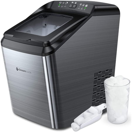 Ice Maker Machine Countertop 33lb 2.8L by Dreamiracle, Bullet Ice Cube in 24H, 9 Ice Cubes Ready in 7-10 Minutes, with Ice Scoop and Basket