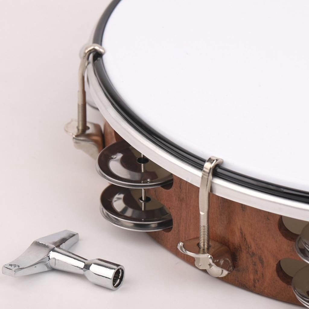 Yihuala 10inch Bells Drum Handheld Tambourine Freestyles Hand Bells Musical Percussion Instrument for Family Tambourine