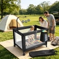 thumbnail image 6 of Vomeast Baby Playard Baby Bassinet,Foldable Crib Pack and Play with Toy Bar,Play Yard,0-5 Months(Black), 6 of 16