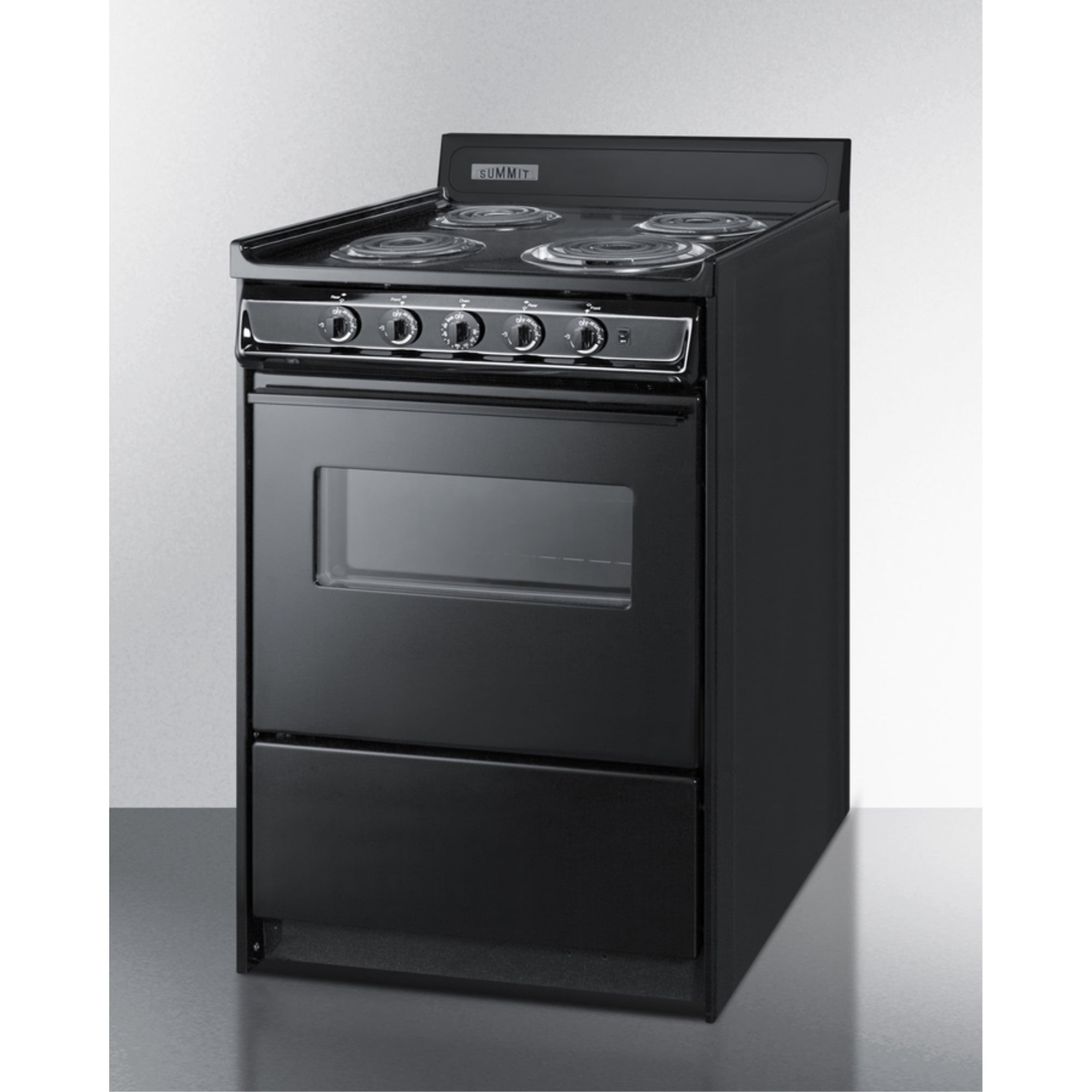 Summit TEM610CW 24''W 4-Burner Electric Coil Range - Black/Black