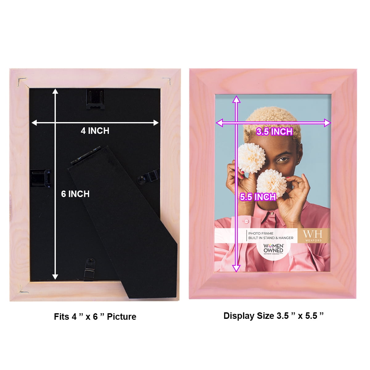 Woodgrain 4 in. x 6 in. Sunset Pink Picture Frame