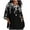 Black, variant on Blouses for Women, Womens Ladies Fashion Casual Cropped 3/4 Sleeve Printed Cotton Loose Shirt Blouse Top