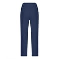 thumbnail image 5 of Yuwull Women's Summer Capri Pants Casual Solid Color Elastic Loose Pants Straight Wide Leg Trousers With Pocket Baggy Linen Pants, 5 of 8
