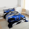 thumbnail image 3 of jejeloiu Blue Racing Car Full Size Comforter Sets,Speed Sport Games Bedding Sets For Boys Teens Reversible 3pcs, 3 of 8