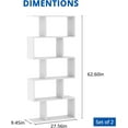 thumbnail image 4 of Cozy Castle Bookshelf Set of 2, S-Shaped Modern Bookcase Room Divider, Geometric Wood Book Shelf, 62" Tall Bookcase with 5-Tier Display Shelf, White & Black, 4 of 7