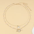 thumbnail image 3 of Grofry Women Necklace Double-layered Shell Starfish Charm Faux Pearl Decor Adjustable Length Ocean Theme Clavicle Ncklace Prom Party Cosplay Neck Jewelry, 3 of 8