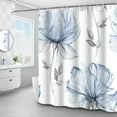 thumbnail image 3 of Watercolor Floral Shower Curtain, Blue Grey Flower Leaves Shower Curtain Set Modern Minimalist White Fabric Shower Curtain for Bathroom Decor Waterproof with Hooks 72x72 Inch, 3 of 6