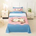 thumbnail image 2 of Manfei Cute Kitten Cat Twin Sheets, Cartoon Sleeping Pet Bedding, Blue Pink, 3-Piece, 1 Flat Sheet, 1 Fitted Sheet and 1 Pillowcase, 2 of 6