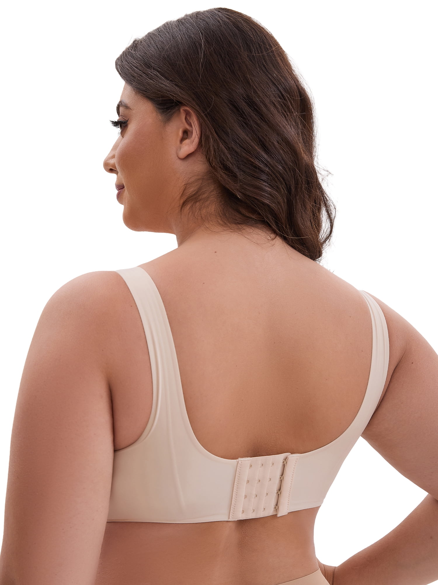 DARING DIVA Mesh Wireless Push Up Wide Straps V-Neck Lightweight Bra XL Beige