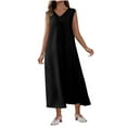 thumbnail image 5 of THDHVS Maxi Dresses for Women 2025,Women's Casual Dresses,Women's Texture Sleeveless Seaside Dress Sleeveless V-neck Dress Black 2XL, 5 of 7