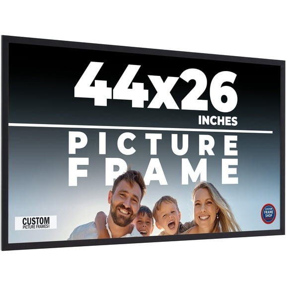 44x26 Frame Black Solid Wood Picture Frame | 0.75 Inch Moulding Width | Includes UV Acrylic