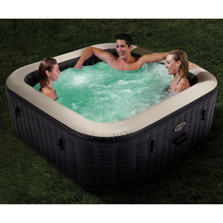 Intex PureSpa Plus Greystone Inflatable Hot Tub, 94x28, with 4 Headrest Pillows