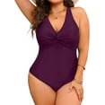 thumbnail image 1 of GFDYREE Women Plus Size One Piece Swimsuits V Neck Tummy Control Bathing Suits Front Cross Swimwear, 1 of 6