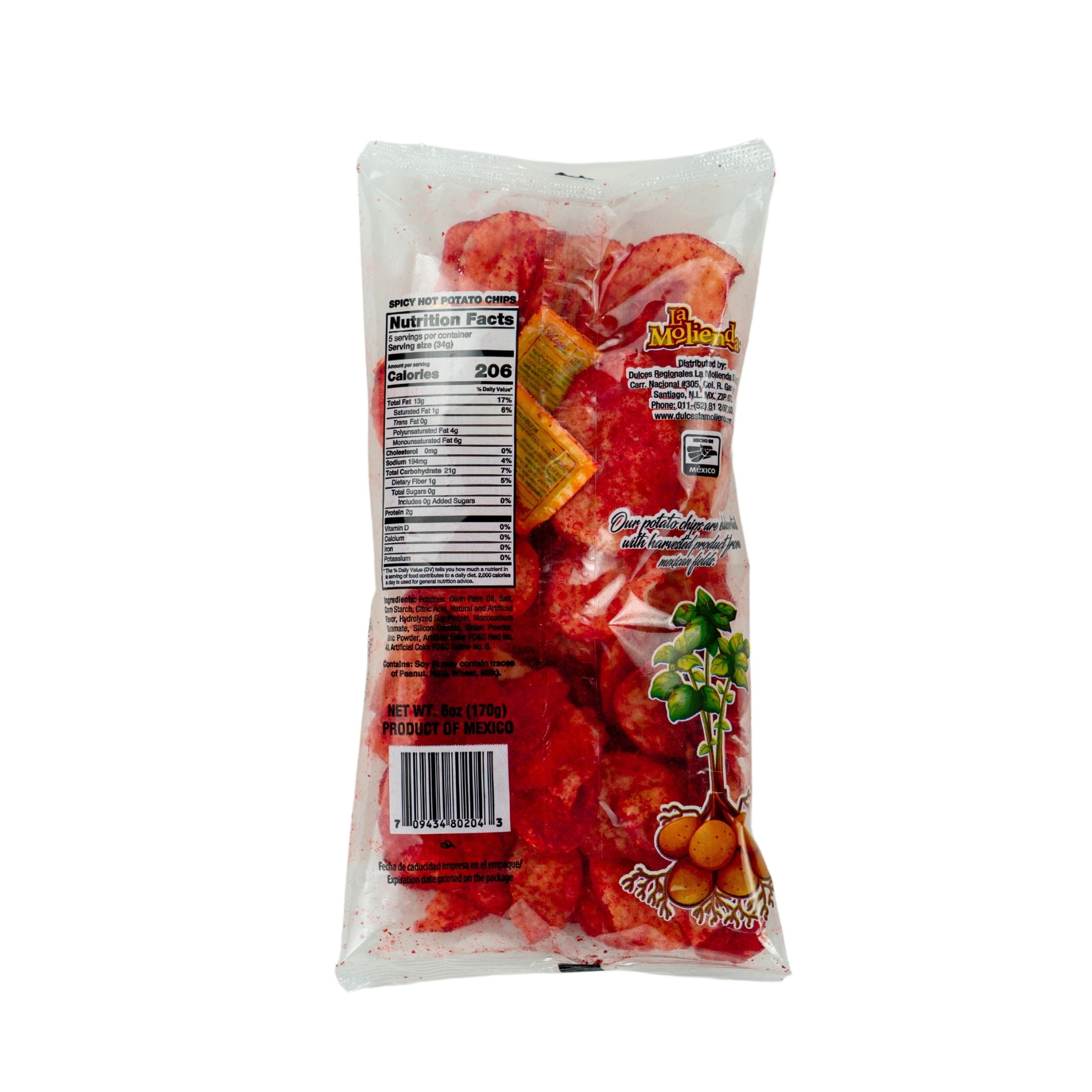 (2 pack) La Molienda Spicy Hot Potato Chips, Mexican Snack, 170g, 6 oz