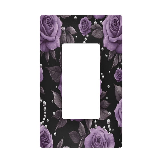 Yayeee Rocker Switch Wall Plate 1-Gang 4.6"x2.9" Home Decorative Outlet Cover, Black Roses