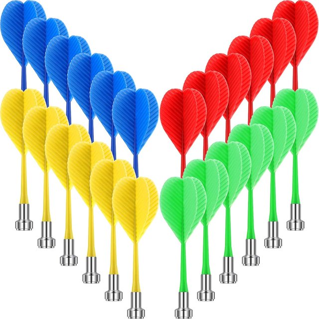 24 Pieces Magnetic Safety Plastic Replment Dart For Boys Girls And Adults Target Game Toys