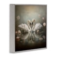 thumbnail image 3 of Stupell Industries Romantic Swans in Floral Pond Animals Painting Gray Framed Art Print Wall Art, 24 x 24, 3 of 8