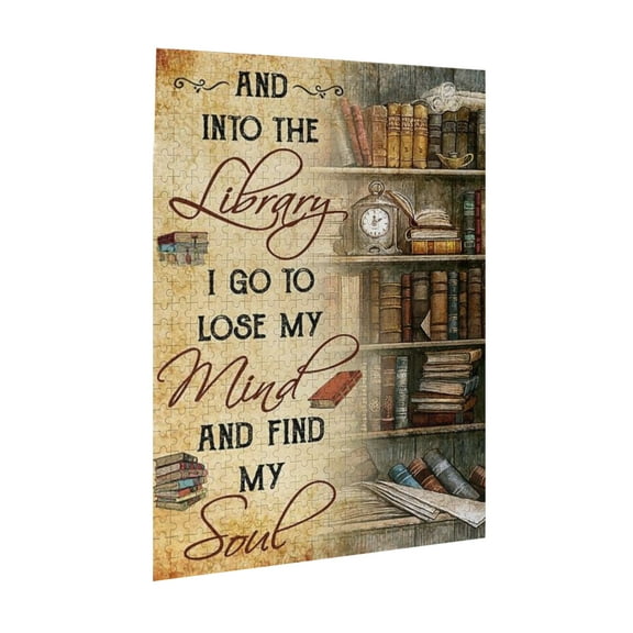 And Into The Library I Go To Lose My Mind And Find My Soul Poster,Jigsaw Puzzle 500 Puzzle Pieces,Puzzle Enthusiasts