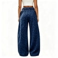 thumbnail image 5 of Women Leopard Sweatpants Baggy Wide Leg Pants Fall Y2K Lounge Sweat Pants with Pockets,Straight Leg, Pull on, Gym,Navy,XL, 5 of 7
