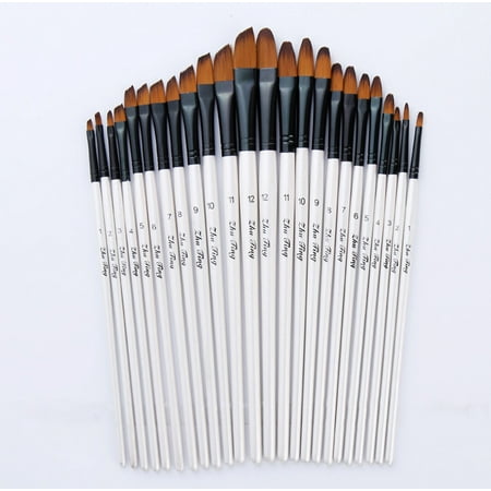 HOTsales 12 Artist Watercolor Painting Brushes Brush Oil Acrylic Flat&Tip Paint