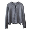 thumbnail image 3 of Cardigan Sweaters for Women 2025 Long Sleeve Button Down Crewneck Oversized Cozy Knit Cardigan Sweater Jacket Tops, 3 of 5
