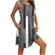 thumbnail image 1 of Camisón sin mangas con bolsillos y estampado para mujer, camisón plisado con cuello redondo, vestido de poliéster para mujer, 1 of 7