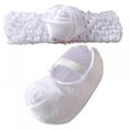 thumbnail image 4 of Newborn Baby Girl Satin Cloth Bowknot Princess Shoes Toddler Soft Sole Walking Shoes Headband Set Set 0-18 M, 4 of 5