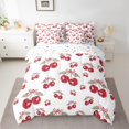 thumbnail image 2 of Homewish Watercolor Cherry Bedding Comforter Set 7 Pieces for Girls, Kawaii Bowtie Full Bedding Set, Tropical Fruit Leaves Fitted Sheet Flat Sheet, Red White Home Decor, 2 of 8