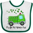thumbnail image 3 of Inktastic My 1st St. Patrick's Day Green Fire Truck with Clovers Boys or Girls Baby Bib, 3 of 4