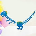 thumbnail image 3 of Banderines de feliz cumpleaños de dinosaurio, suministros de decoración para fiestas de cumpleaños (azul), 3 of 7