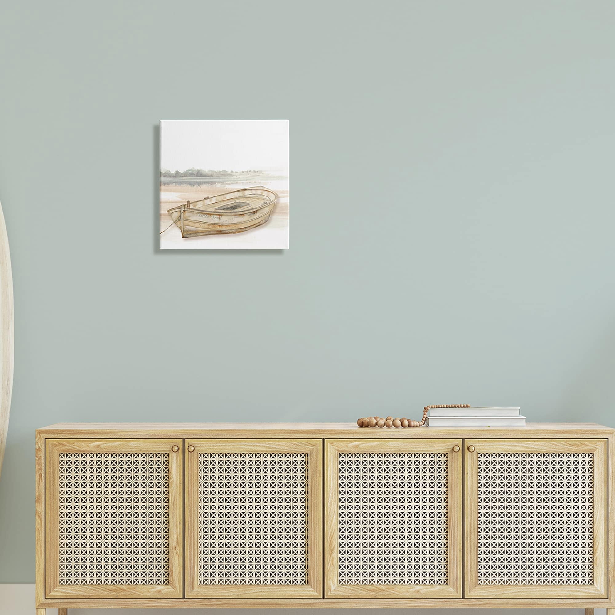 Stupell Industries Little Snail Rowboat Resting Shallow Coastal Horizon,17 x 17, Design by Patricia Pinto
