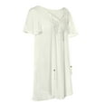 thumbnail image 3 of Bellella Robe d'Été de Plage pour Femmes Robe Courte Unie Col en V Mini Robe Manches Larges Couverture Fête Blanc P, 3 of 6