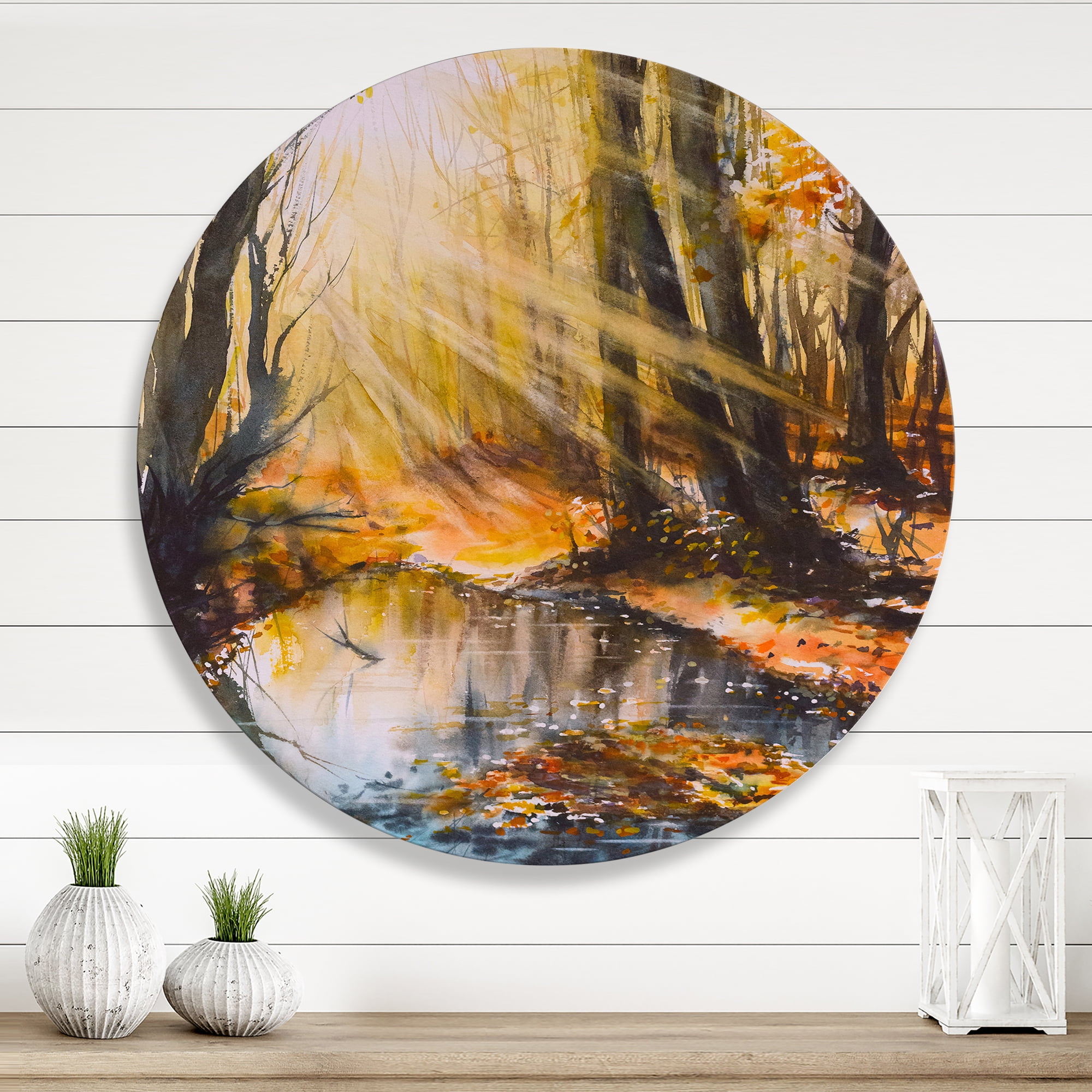 Designart 'Bright Sunshine Through The Brown Forest Trees