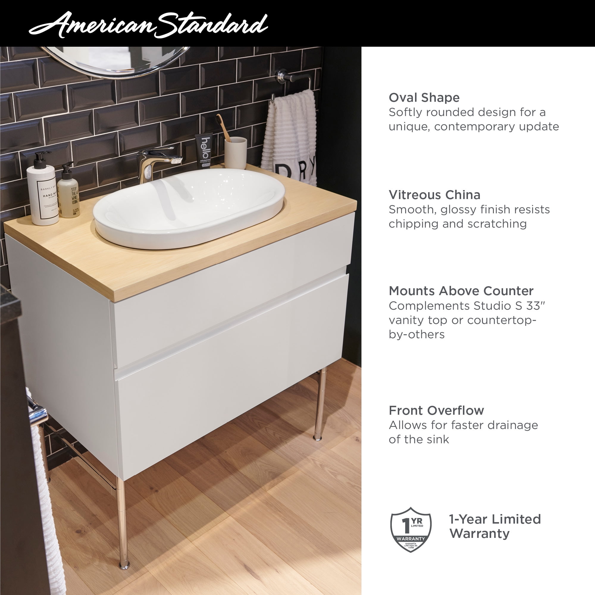 American Standard Studio S 22.5 in. Above Counter Bathroom Sink in White