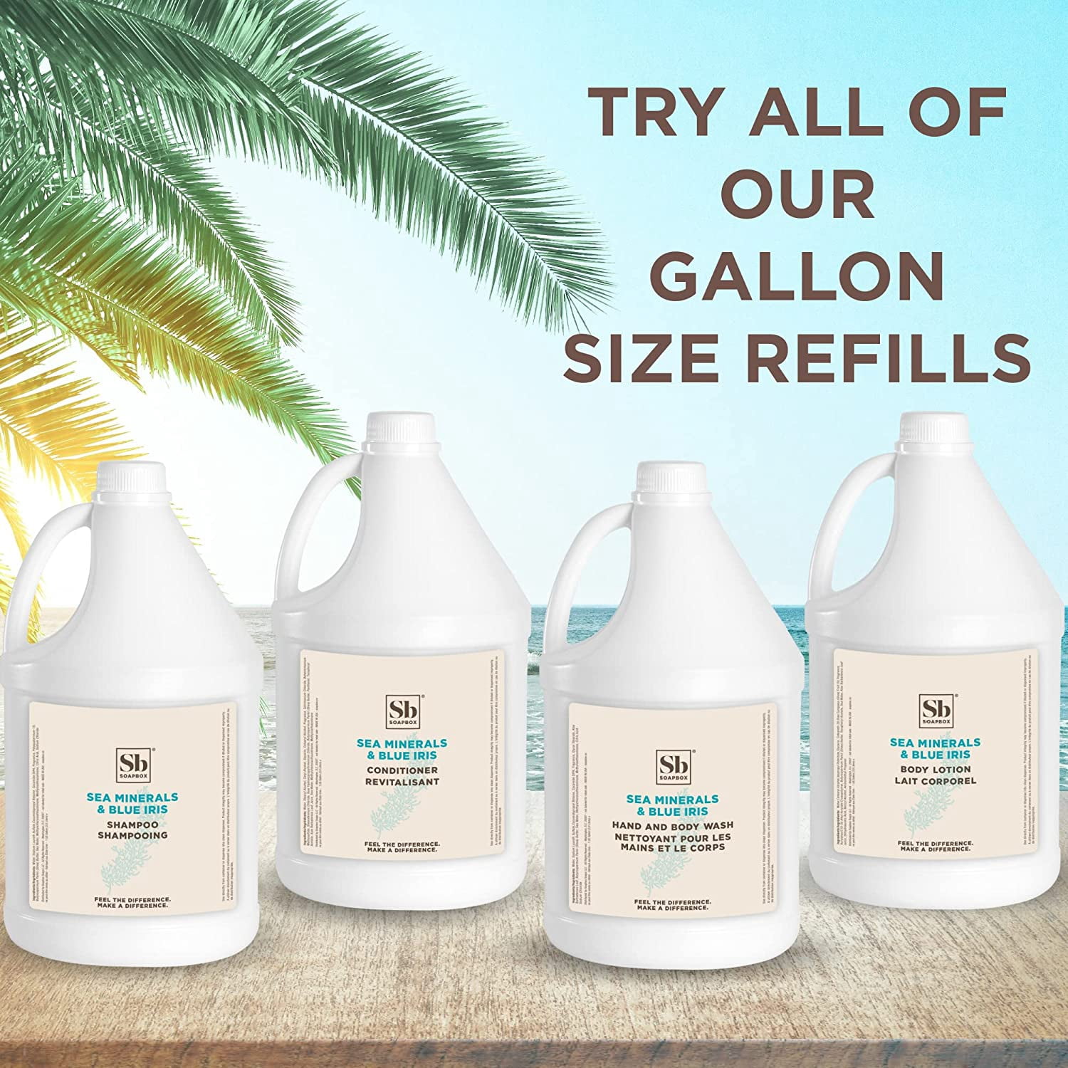 Soapbox Body Lotion Refill, Sea Minerals & Blue Iris Moisturizing Body Cream, Vegan - Gallon Size