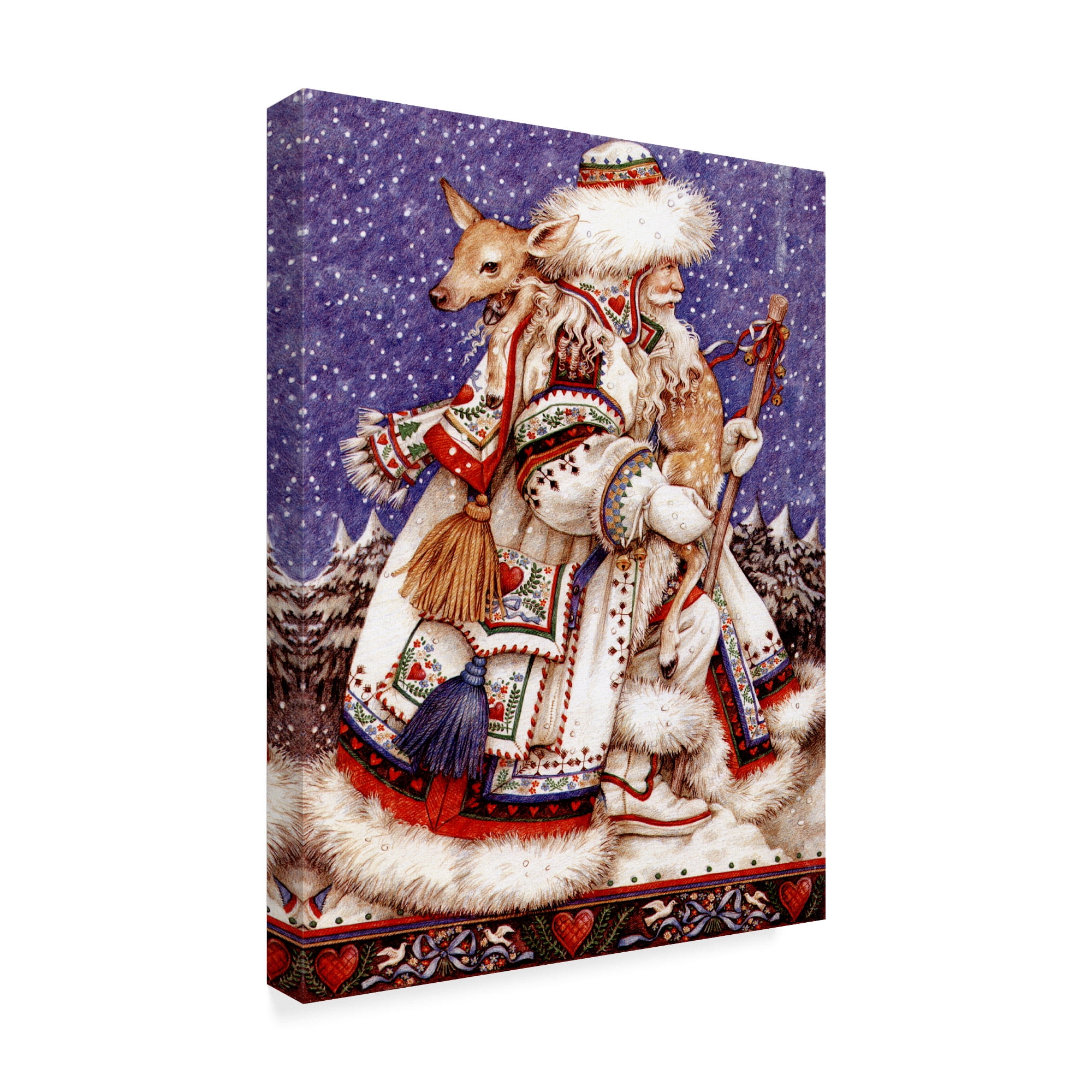 Trademark Fine Art 'Father Christmas with Deer' Canvas Art by Anne Yvonne Gilbert