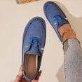 thumbnail image 5 of Women’s Leather Oxford Shoes Trendy Casual Loafers with Arch Support – Lightweight Non-Slip Casual Work Shoes Blue 7(39), 5 of 9