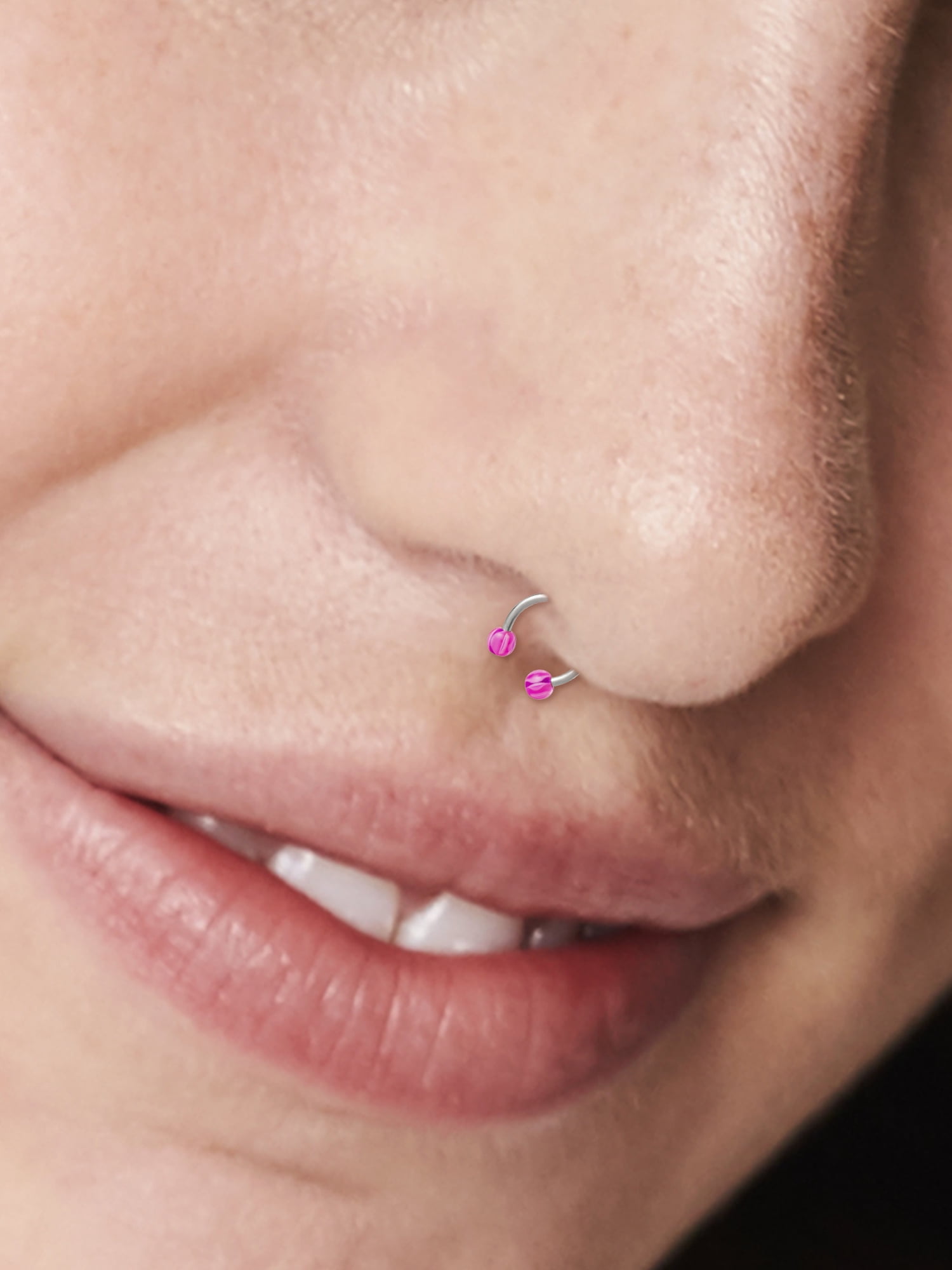 Body Jewelry Women's Value Pack 18 Gauge Stainless Steel Horseshoe Nose Rings, Pink and Black