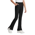 thumbnail image 2 of Pantalones de yoga acampanados de color liso para niñas, con bolsillos y cintura elástica, de poliéster, tallas medianas y grandes., 2 of 9