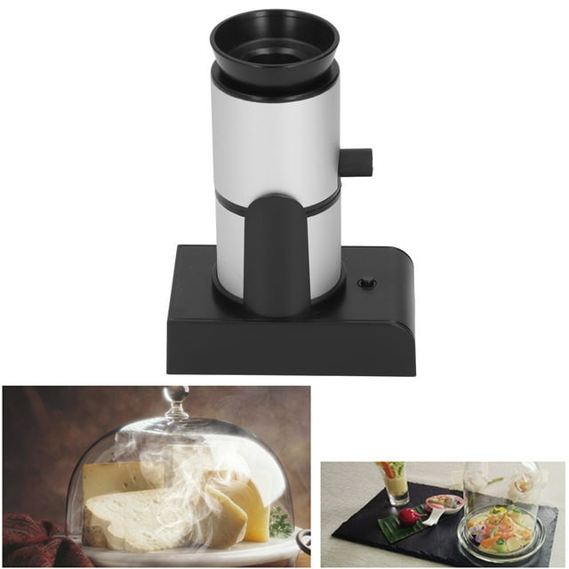 Steak Salmon Smoker, Easy To Clean Handheld Smoker Smoked Foods Detachable Design Non Slip Button For Picnic Black,Silver
