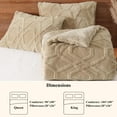thumbnail image 3 of Warm Sherpa Fleece Queen Comforter Set, 3D Tufted Fluffy Khaki Bedding for Winter, Soft 3 Pieces Shaggy Bed Set, 1 Comforter (90"x90") and 2 Pillowcases (20"x26"), 3 of 7