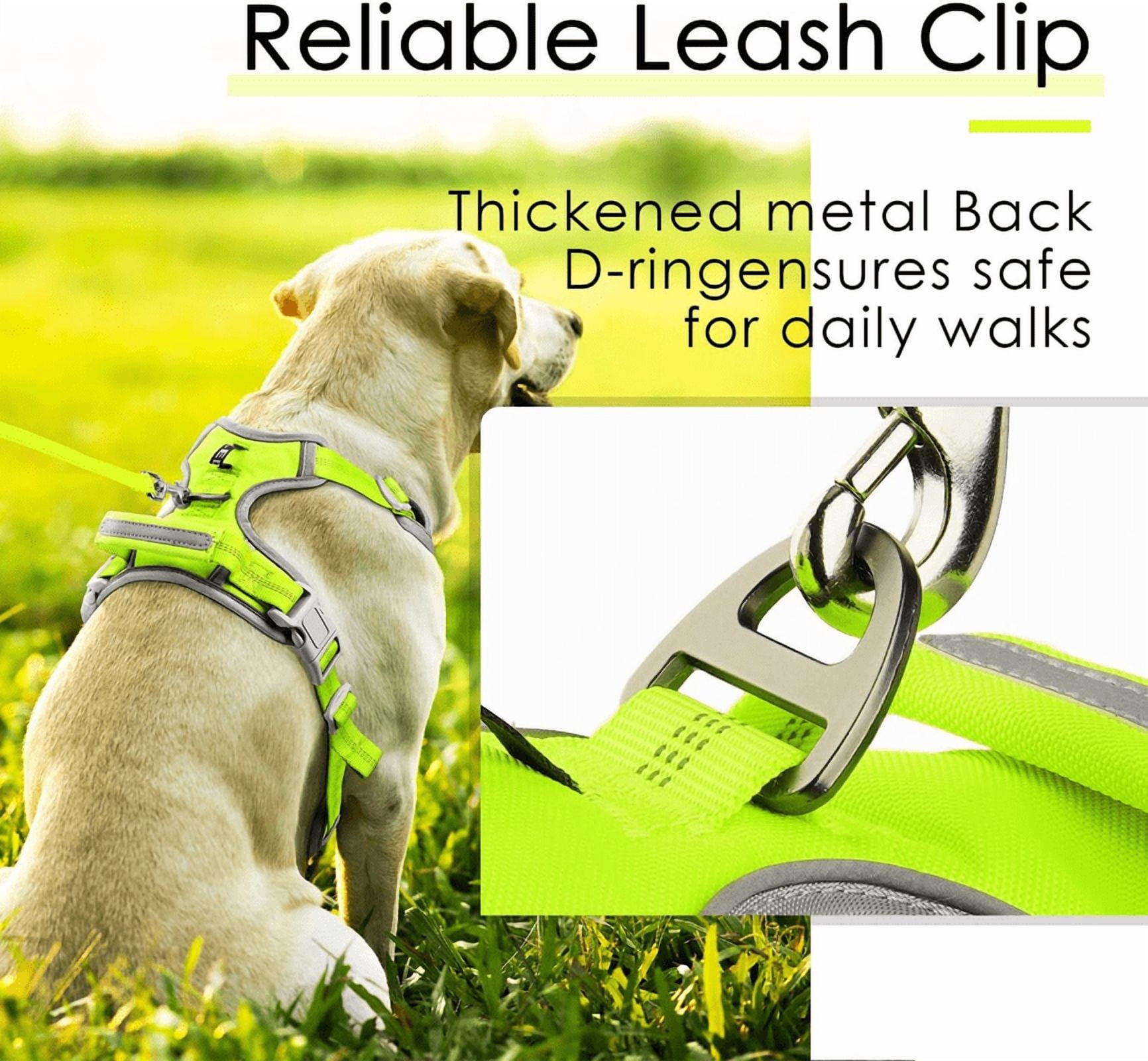 ThinkPet No Pull Harness Set Breathable Sport Harness with Handle - Reflective Padded Dog Safety Vest with Reflective Neon Dog Leash