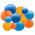 thumbnail image 1 of Faroles de papel decorativos Capesaro, azul y naranja, 12 unidades, 1 of 3